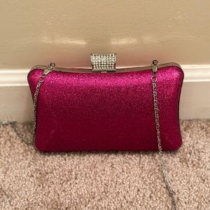 Bright Pink Glitter Versona Cross Body Clutch